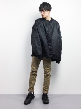 「unrelaxing（アンリラクシング）のアイテム（ジャケット/アウター）」を使った、武井一輝さん（メンズ・173cm）の冬コーディネート