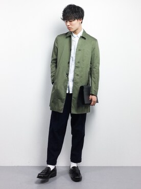 「STUDIOUS（ステュディオス）のアイテム（ステンカラーコート）」を使った、武井一輝さん（メンズ・173cm）の冬コーディネート