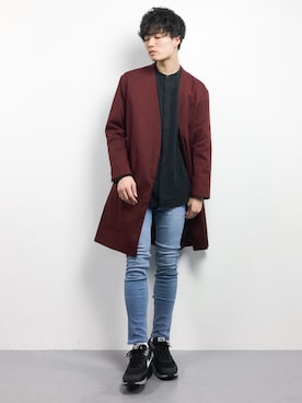 「HARE（ハレ）のアイテム（チェスターコート）」を使った、武井一輝さん（メンズ・173cm）の冬コーディネート