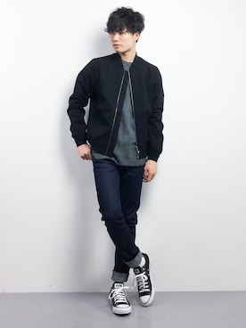 「JOURNAL STANDARD（ジャーナルスタンダード）のアイテム（MA-1）」を使った、武井一輝さん（メンズ・173cm）の冬コーディネート