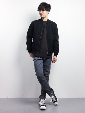「JOURNAL STANDARD（ジャーナルスタンダード）のアイテム（MA-1）」を使った、武井一輝さん（メンズ・173cm）の冬コーディネート