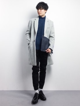 「JOURNAL STANDARD relume（ジャーナルスタンダード　レリューム）のアイテム（チェスターコート）」を使った、武井一輝さん（メンズ・173cm）の冬コーディネート