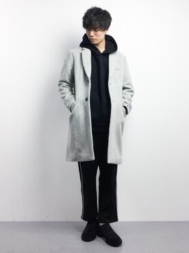 「JOURNAL STANDARD relume（ジャーナルスタンダード　レリューム）のアイテム（チェスターコート）」を使った、武井一輝さん（メンズ・173cm）の冬コーディネート