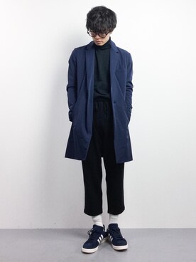 「STUDIOUS（ステュディオス）のアイテム（チェスターコート）」を使った、武井一輝さん（メンズ・173cm）の冬コーディネート