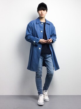 「International Gallery BEAMS（インターナショナルギャラリービームス）のアイテム（ステンカラーコート）」を使った、武井一輝さん（メンズ・173cm）の冬コーディネート