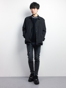 「FRED PERRY（フレッドペリー）のアイテム（ニット/セーター）」を使った、武井一輝さん（メンズ・173cm）の冬コーディネート
