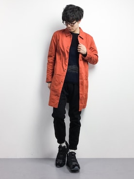 「URBAN RESEARCH Sonny Label（アーバンリサーチサニーレーベル）のアイテム（ステンカラーコート）」を使った、武井一輝さん（メンズ・173cm）の冬コーディネート