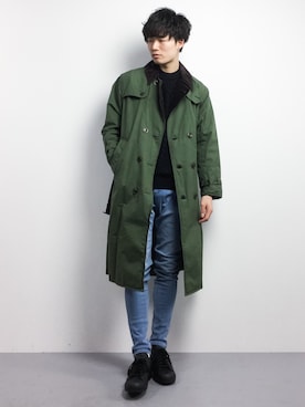 「URBAN RESEARCH（アーバンリサーチ）のアイテム（トレンチコート）」を使った、武井一輝さん（メンズ・173cm）の冬コーディネート