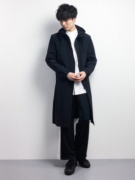 「NANO universe（ナノユニバース）のアイテム（モッズコート）」を使った、武井一輝さん（メンズ・173cm）の冬コーディネート