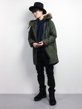 「MONKEY TIME（モンキータイム）のアイテム（ジャケット/アウター）」を使った、武井一輝さん（メンズ・173cm）の冬コーディネート