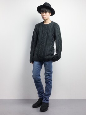 「Capelli（カペリ）のアイテム」を使った、武井一輝さん（メンズ・173cm）の冬コーディネート