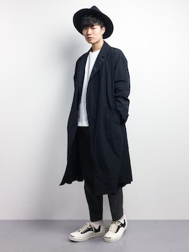 「NANO universe（ナノユニバース）のアイテム（帽子）」を使った、武井一輝さん（メンズ・173cm）の冬コーディネート