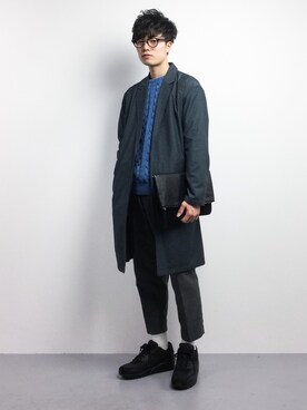 「RAGEBLUE（レイジブルー）のアイテム（クラッチバッグ）」を使った、武井一輝さん（メンズ・173cm）の冬コーディネート