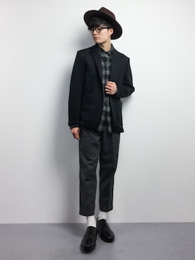 「NANO universe（ナノユニバース）のアイテム（帽子）」を使った、武井一輝さん（メンズ・173cm）の冬コーディネート