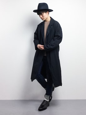 「NANO universe（ナノユニバース）のアイテム（帽子）」を使った、武井一輝さん（メンズ・173cm）の冬コーディネート