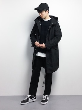 「CASPER JOHN AIVER（キャスパージョンアイバー）のアイテム（モッズコート）」を使った、武井一輝さん（メンズ・173cm）の冬コーディネート