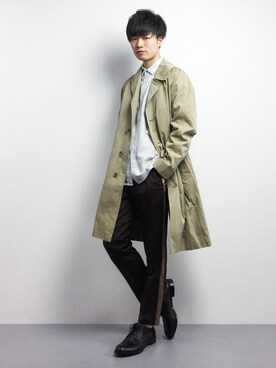 「JOURNAL STANDARD relume（ジャーナルスタンダード　レリューム）のアイテム（トレンチコート）」を使った、武井一輝さん（メンズ・173cm）の冬コーディネート