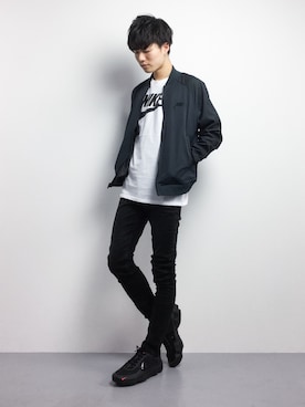 「NIKE（ナイキ）のアイテム（ブルゾン）」を使った、武井一輝さん（メンズ・173cm）の冬コーディネート