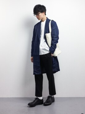 「Guess（ゲス）のアイテム（トートバッグ）」を使った、武井一輝さん（メンズ・173cm）の冬コーディネート