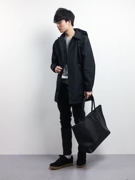 「BEAMS（ビームス）のアイテム（ステンカラーコート）」を使った、武井一輝さん（メンズ・173cm）の冬コーディネート
