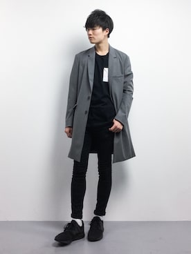「STUDIOUS（ステュディオス）のアイテム（チェスターコート）」を使った、武井一輝さん（メンズ・173cm）の冬コーディネート