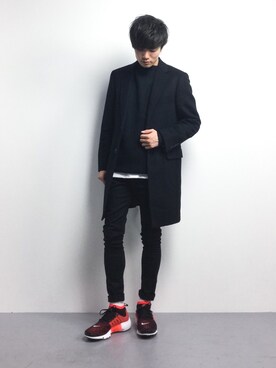 「green label relaxing（グリーンレーベルリラクシング）のアイテム（チェスターコート）」を使った、武井一輝さん（メンズ・173cm）の冬コーディネート