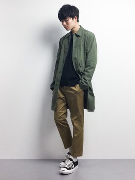 「URBAN RESEARCH Sonny Label（アーバンリサーチサニーレーベル）のアイテム（ステンカラーコート）」を使った、武井一輝さん（メンズ・173cm）の冬コーディネート