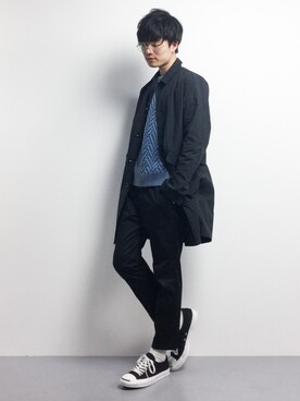 「URBAN RESEARCH Sonny Label（アーバンリサーチサニーレーベル）のアイテム（ステンカラーコート）」を使った、武井一輝さん（メンズ・173cm）の冬コーディネート