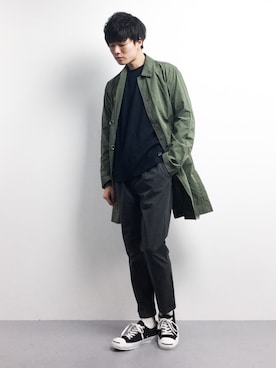 「URBAN RESEARCH Sonny Label（アーバンリサーチサニーレーベル）のアイテム（ステンカラーコート）」を使った、武井一輝さん（メンズ・173cm）の冬コーディネート