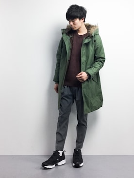 「RAGEBLUE（レイジブルー）のアイテム（モッズコート）」を使った、武井一輝さん（メンズ・173cm）の冬コーディネート