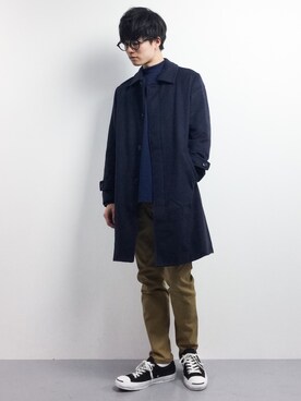 「STUDIOUS（ステュディオス）のアイテム（チノパンツ）」を使った、武井一輝さん（メンズ・173cm）の冬コーディネート