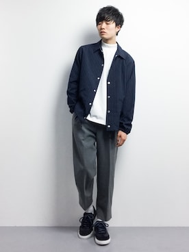 「MONKEY TIME（モンキータイム）のアイテム（スラックス）」を使った、武井一輝さん（メンズ・173cm）の春コーディネート