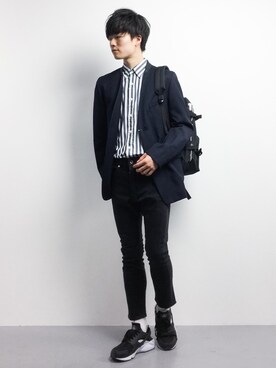 「Champion（チャンピオン）のアイテム（バッグ）」を使った、武井一輝さん（メンズ・173cm）の春コーディネート