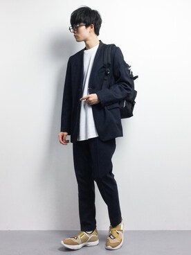 「Champion（チャンピオン）のアイテム（バッグ）」を使った、武井一輝さん（メンズ・173cm）の春コーディネート