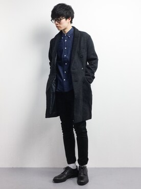 「ZIP FIVE（ジップファイブ）のアイテム（チェスターコート）」を使った、武井一輝さん（メンズ・173cm）の春コーディネート