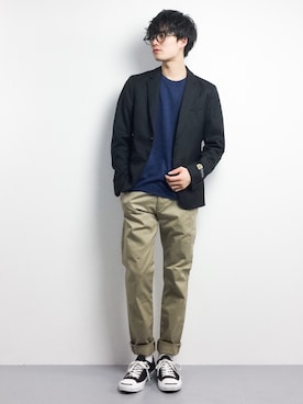 「SHIPS JET BLUE（シップスジェットブルー）のアイテム（テーラードジャケット）」を使った、武井一輝さん（メンズ・173cm）の春コーディネート