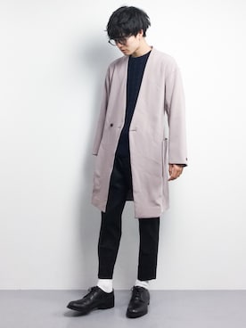 「HARE（ハレ）のアイテム（ノーカラージャケット）」を使った、武井一輝さん（メンズ・173cm）の春コーディネート