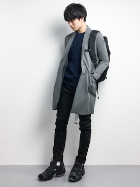 「STUDIOUS（ステュディオス）のアイテム（チェスターコート）」を使った、武井一輝さん（メンズ・173cm）の春コーディネート