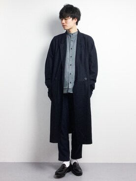 「JOURNAL STANDARD relume（ジャーナルスタンダード　レリューム）のアイテム（チェスターコート）」を使った、武井一輝さん（メンズ・173cm）の春コーディネート