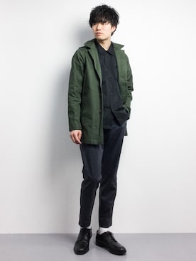 「SHIPS JET BLUE（シップスジェットブルー）のアイテム（ステンカラーコート）」を使った、武井一輝さん（メンズ・173cm）の春コーディネート