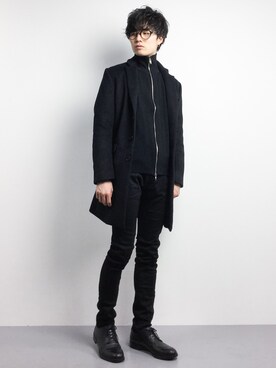 「STUDIOUS（ステュディオス）のアイテム（チェスターコート）」を使った、武井一輝さん（メンズ・173cm）の春コーディネート