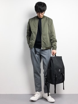 「STUDIOUS（ステュディオス）のアイテム（MA-1）」を使った、武井一輝さん（メンズ・173cm）の春コーディネート