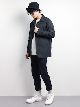 「SPINNS（スピンズ）のアイテム（スウェット）」を使った、武井一輝さん（メンズ・173cm）の春コーディネート