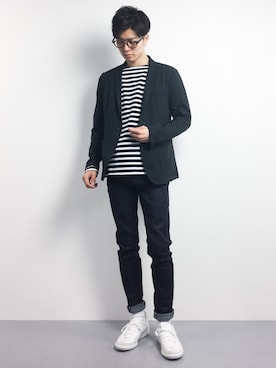 「REPRODUCTION OF FOUND（リプロダクションオブファウンド）のRED SEAM　別注 GERMAN TRAINER（スニーカー）」を使った、武井一輝さん（メンズ・173cm）の春コーディネート