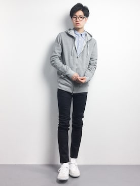 「REPRODUCTION OF FOUND（リプロダクションオブファウンド）のRED SEAM　別注 GERMAN TRAINER（スニーカー）」を使った、武井一輝さん（メンズ・173cm）の春コーディネート