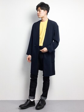 「HARE（ハレ）のアイテム（ノーカラージャケット）」を使った、武井一輝さん（メンズ・173cm）の春コーディネート