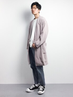 「HARE（ハレ）のアイテム（ノーカラージャケット）」を使った、武井一輝さん（メンズ・173cm）の春コーディネート