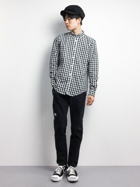 「DING（ディング）のアイテム（帽子）」を使った、武井一輝さん（メンズ・173cm）の春コーディネート