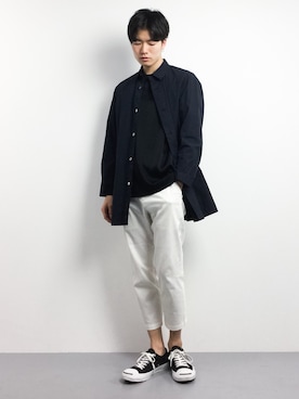 「Steven Alan（スティーブンアラン）のアイテム（ステンカラーコート）」を使った、武井一輝さん（メンズ・173cm）の春コーディネート