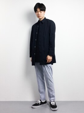 「Steven Alan（スティーブンアラン）のアイテム（ステンカラーコート）」を使った、武井一輝さん（メンズ・173cm）の春コーディネート